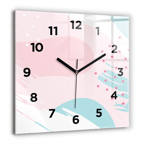 Square glass wall clock Pastel abstraction
