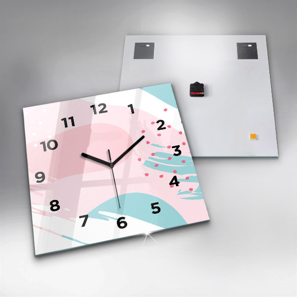 Square glass wall clock Pastel abstraction