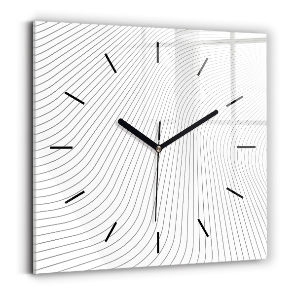 Square glass wall clock Abstraction lines