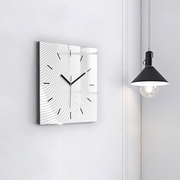 Square glass wall clock Abstraction lines