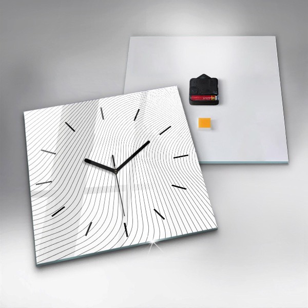 Square glass wall clock Abstraction lines