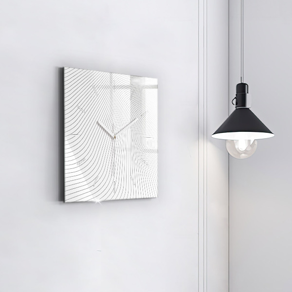Square glass wall clock Abstraction lines