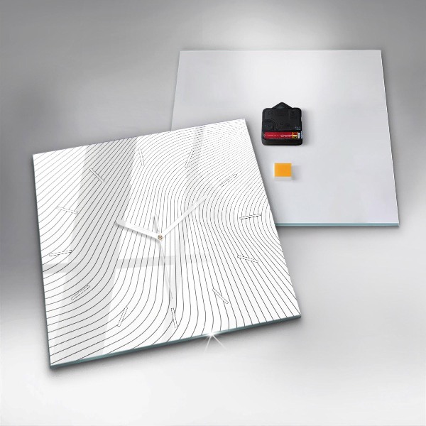 Square glass wall clock Abstraction lines