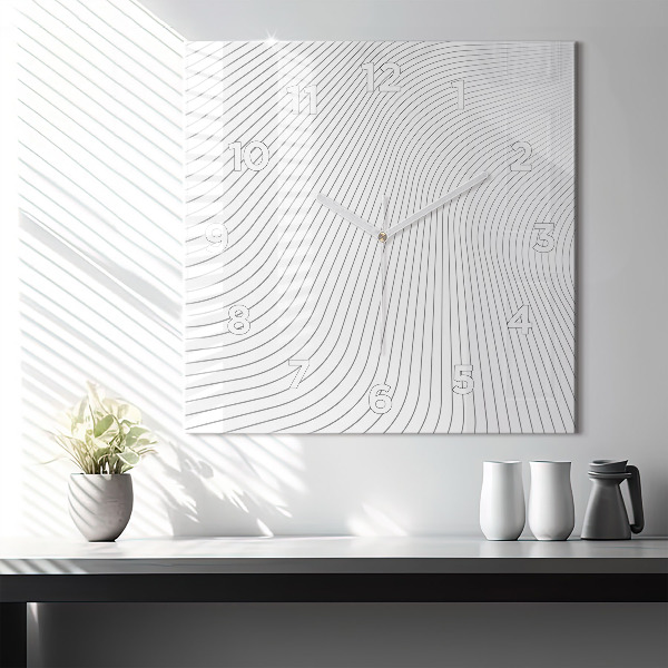 Square glass wall clock Abstraction lines