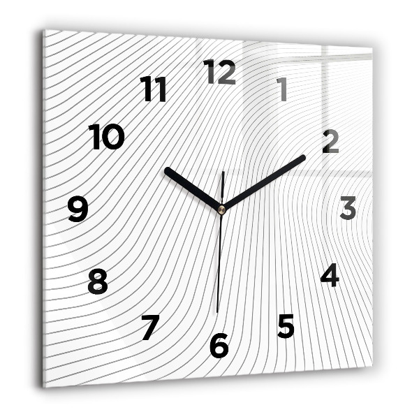 Square glass wall clock Abstraction lines
