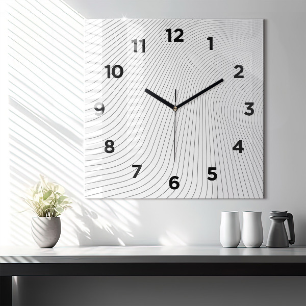 Square glass wall clock Abstraction lines