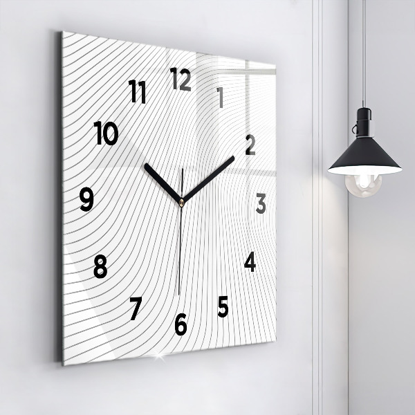 Square glass wall clock Abstraction lines