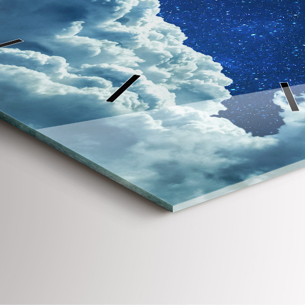 Square glass wall clock Night sky