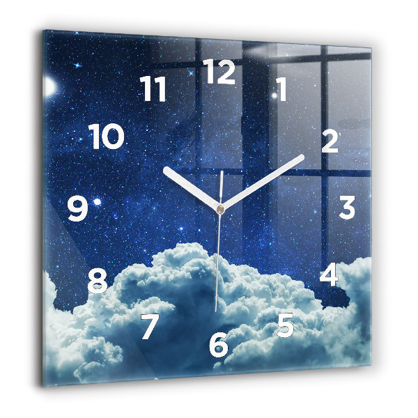 Square glass wall clock Night sky