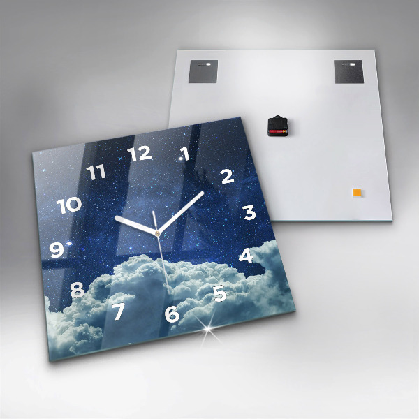 Square glass wall clock Night sky