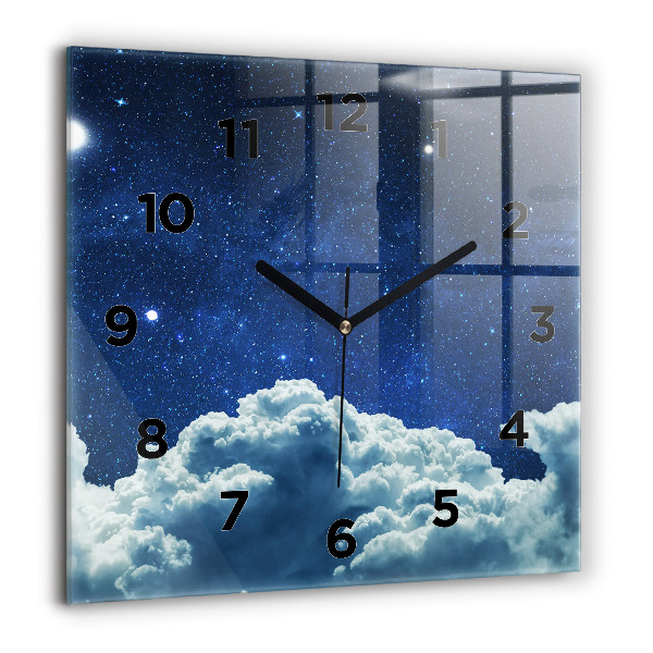 Square glass wall clock Night sky