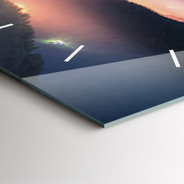 Square glass wall clock Mountain peak landscape