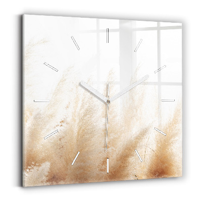 Square glass wall clock Ears of grain