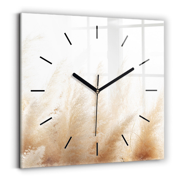 Square glass wall clock Ears of grain