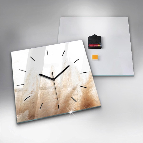 Square glass wall clock Ears of grain