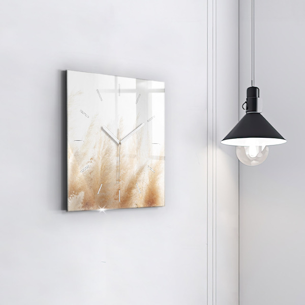 Square glass wall clock Ears of grain