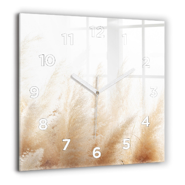 Square glass wall clock Ears of grain