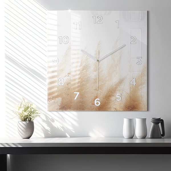 Square glass wall clock Ears of grain