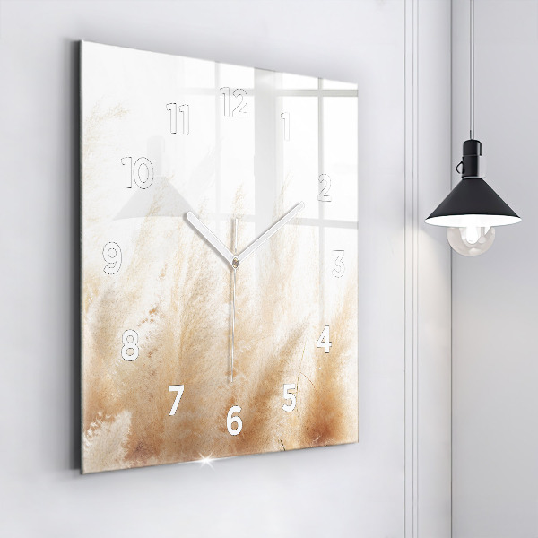 Square glass wall clock Ears of grain