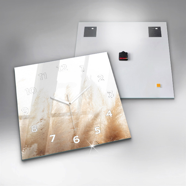 Square glass wall clock Ears of grain