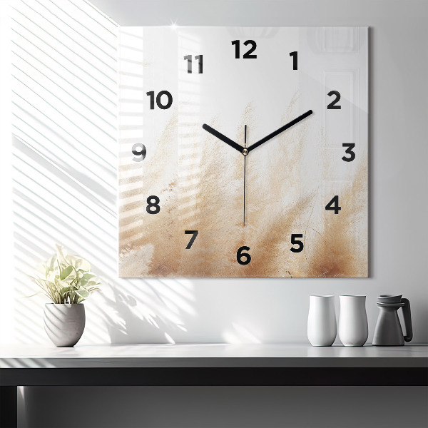 Square glass wall clock Ears of grain