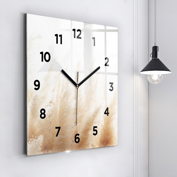 Square glass wall clock Ears of grain