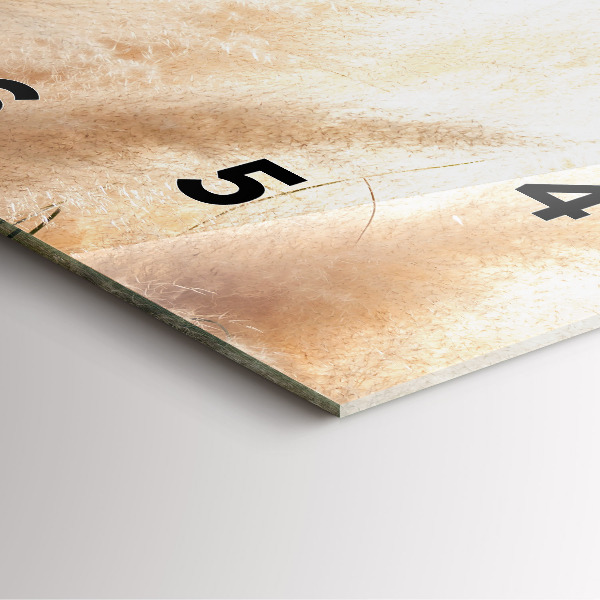 Square glass wall clock Ears of grain