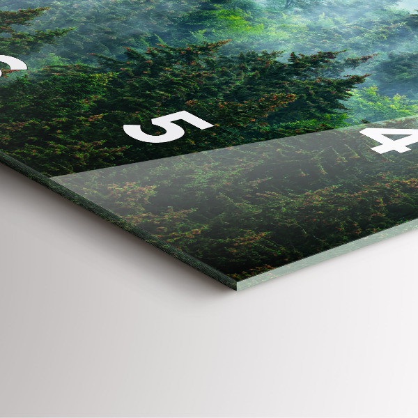 Square glass wall clock Misty forest