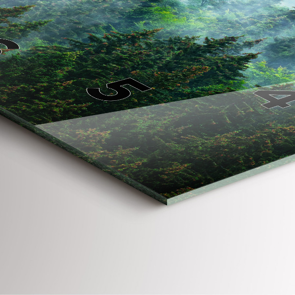 Square glass wall clock Misty forest