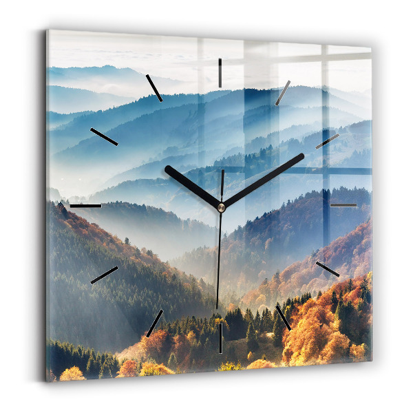 Square glass wall clock Mountain landscape