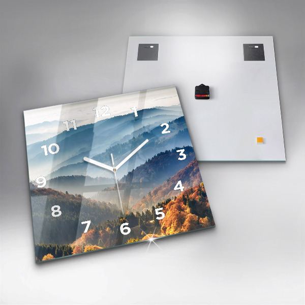 Square glass wall clock Mountain landscape