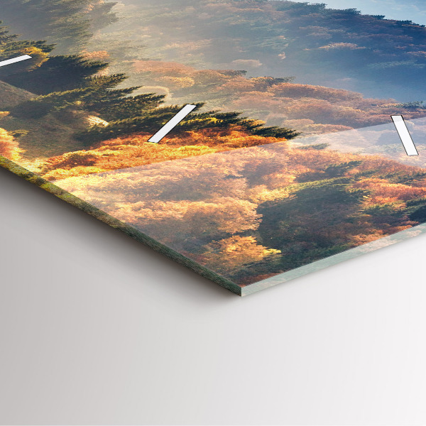 Square glass wall clock Mountain landscape