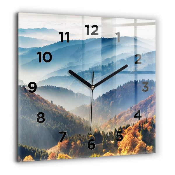 Square glass wall clock Mountain landscape