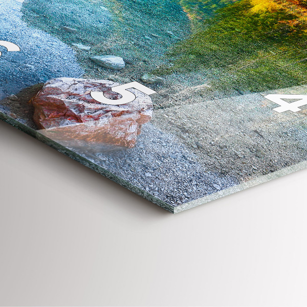 Square glass wall clock River Mountains Landscape