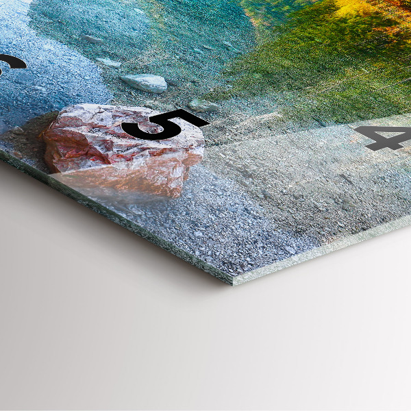 Square glass wall clock River Mountains Landscape