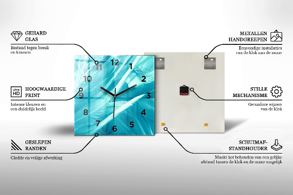 Square glass wall clock River Mountains Landscape