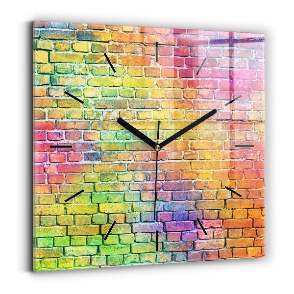 Square glass wall clock Painted wall