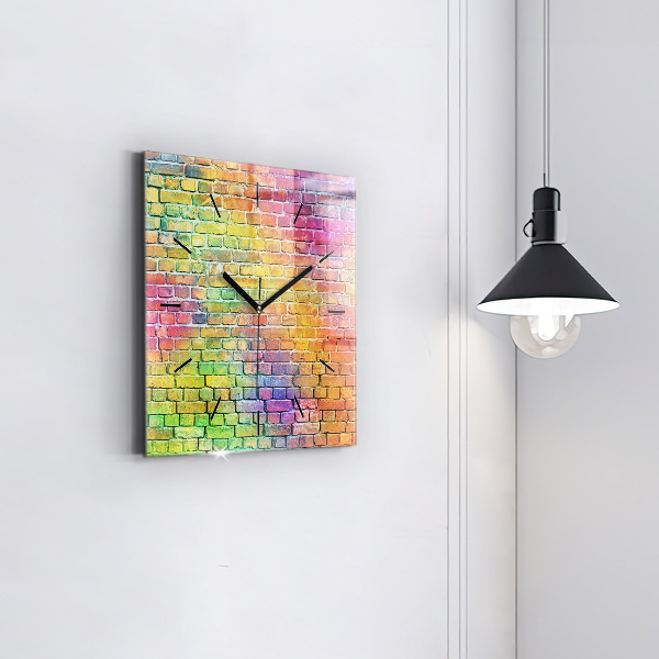 Square glass wall clock Painted wall
