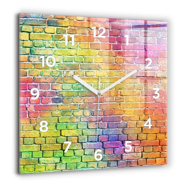 Square glass wall clock Painted wall