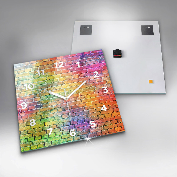 Square glass wall clock Painted wall