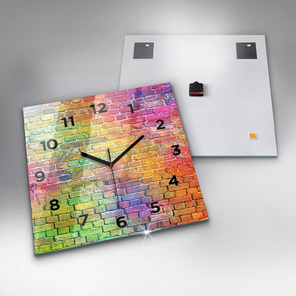 Square glass wall clock Painted wall