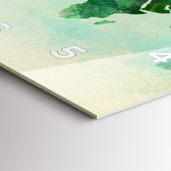 Square glass wall clock Watercolor world map