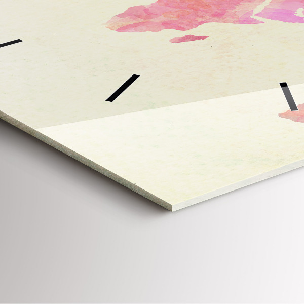 Square glass wall clock Watercolor world map