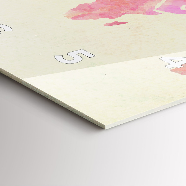 Square glass wall clock Watercolor world map