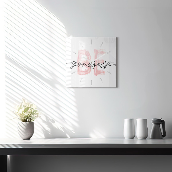 Square glass wall clock The inscription Be yourself