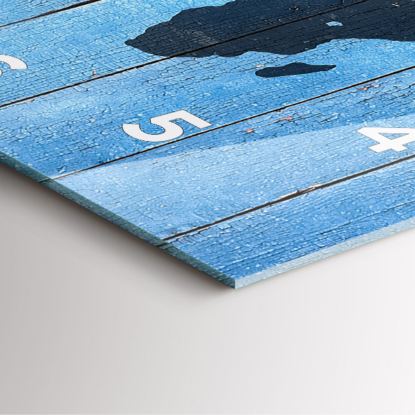 Square glass wall clock World map on boards