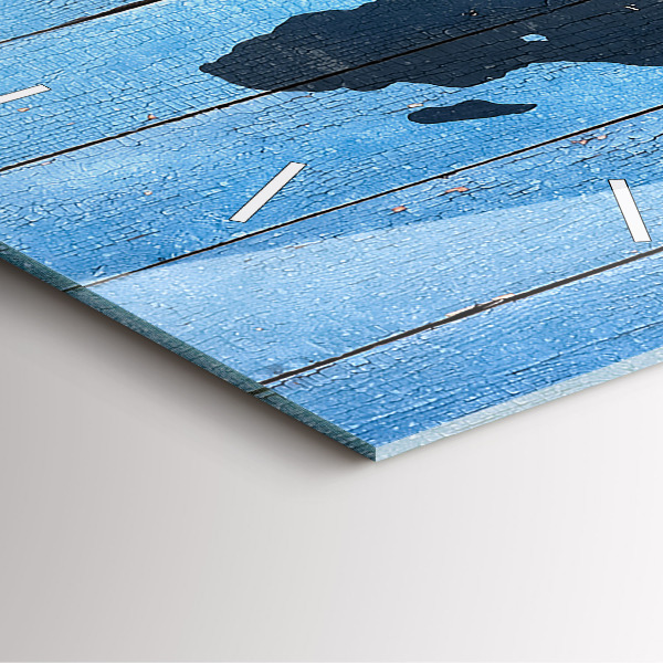 Square glass wall clock World map on boards