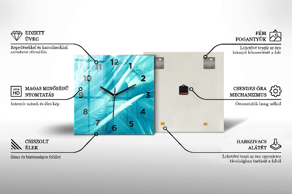 Square glass wall clock World map on boards