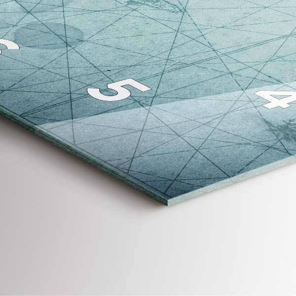 Square glass wall clock Vintage map