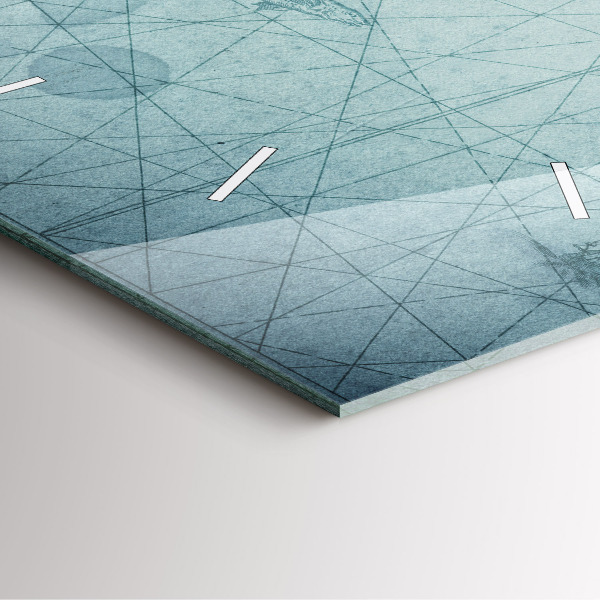 Square glass wall clock Vintage map